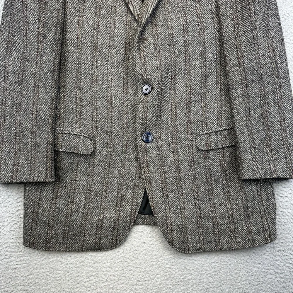 Vintage Clipper Craft Harris Tweed Sport Coat Mens 42L Herringbone‎ Scotland